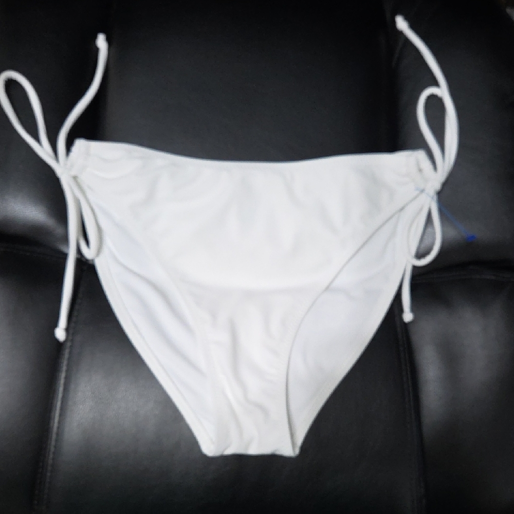 Women's White Tie-Side Bikini Bottom